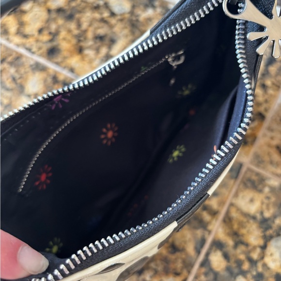 Y2K delia*s Cow Print Patent Shoulder Bag Black White Mini Purse - Picture 3 of 3